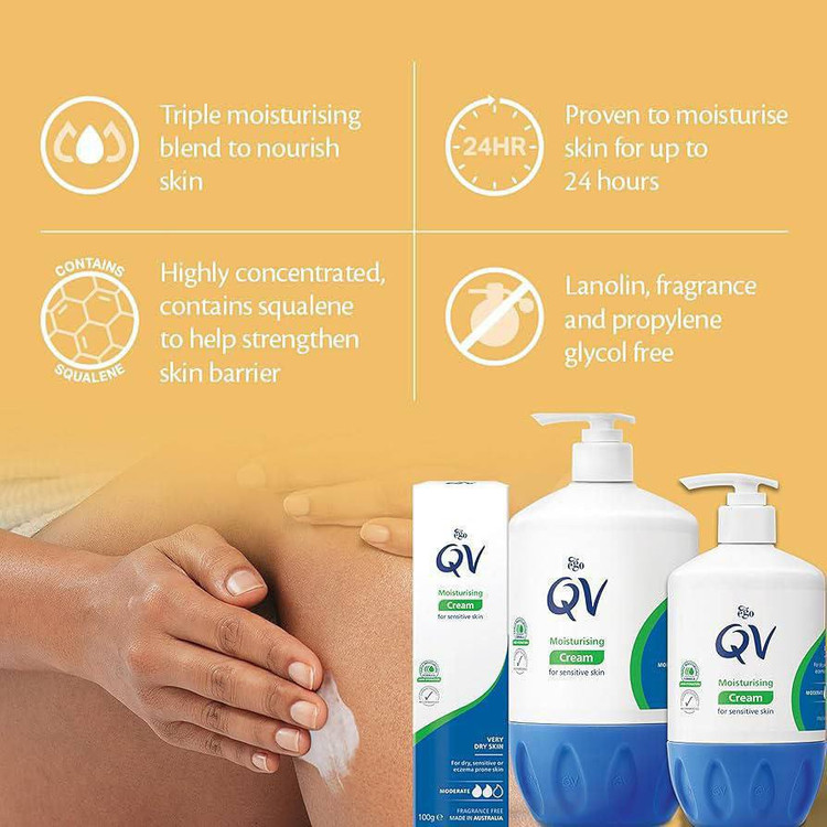 کرم مرطوب کننده و آبرسان کیووی QV moisturising cream for sensitive skin