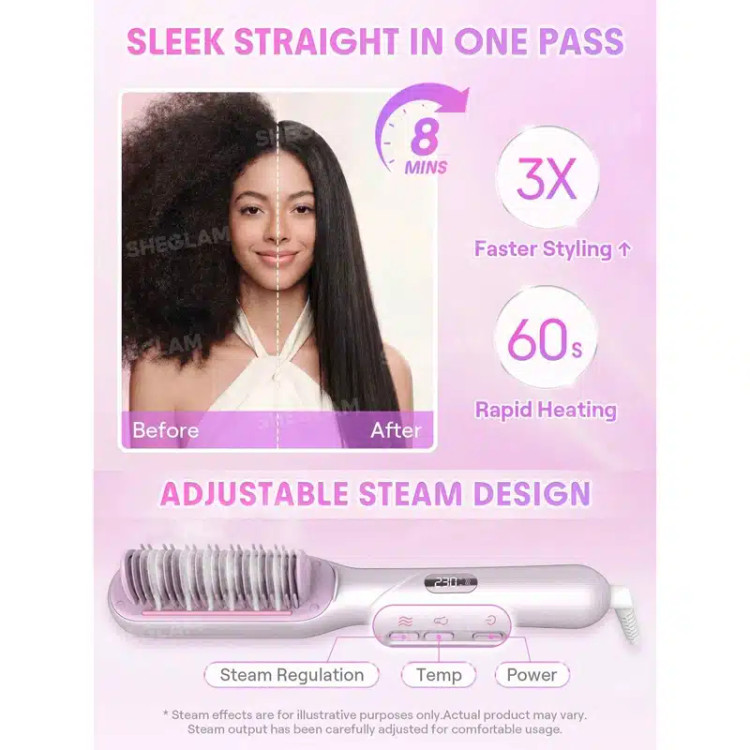 برس صاف کننده مو با فناوری بخار شیگلم Sheglam مدل Hydra Shot Steam Straightening Brush Pro