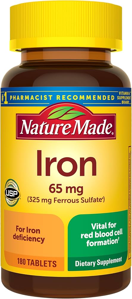 آهن 65 میلی گرم نیچرمید (۳۶۵عددی)Nature Made Iron 65 mg Tablets